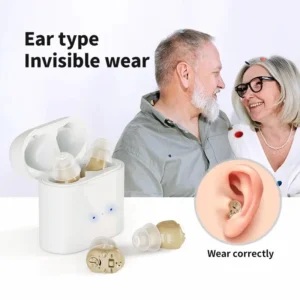 The GM-910c hearing aid is placed on the table