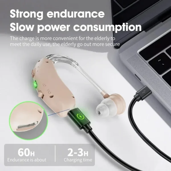 The hearing aid is charging