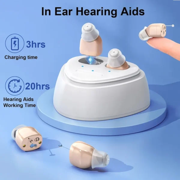 Charge the M608 hearing aid charging case