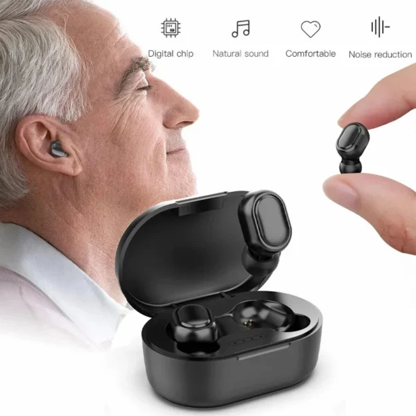 Hold the F335 hearing aid