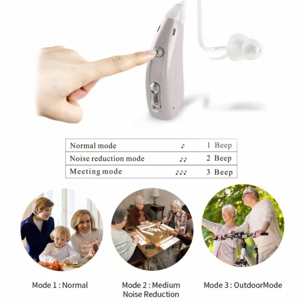 Press the 03 hearing aid mode key by hand