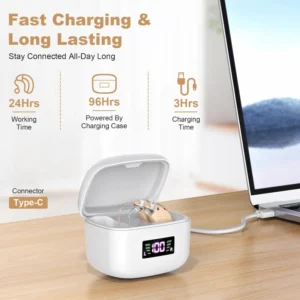 The 802 hearing aid is placed on the table