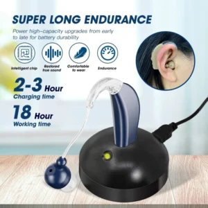 The GM-100A hearing aid is charging