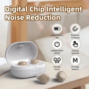 The GM-903 hearing aid is placed on the table