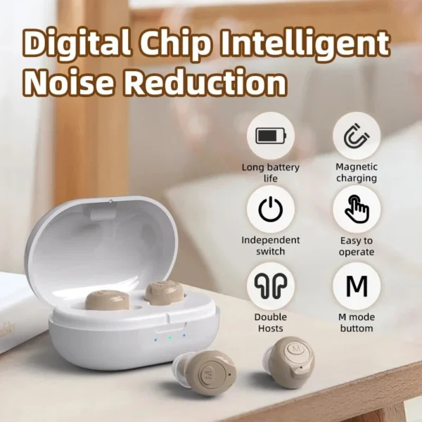 The GM-903 hearing aid is placed on the table