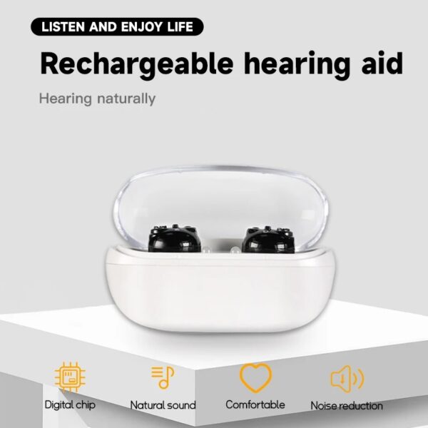 The GM-916 hearing aid is turned on and placed on the table