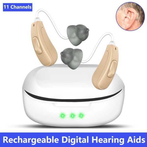 Hearing Aids for Seniors 11 Channels OTC Hearing Aids with Noise Cancelling Real Voice BTE Hearing Amplifiers Audifonos