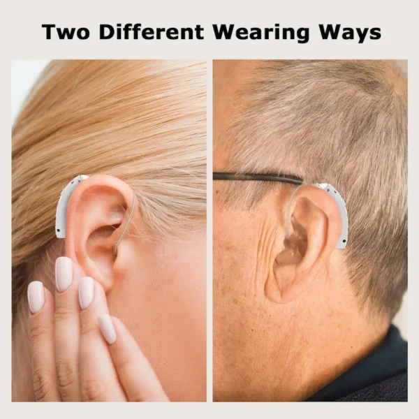 The M909 hearing aid is worn on both ears