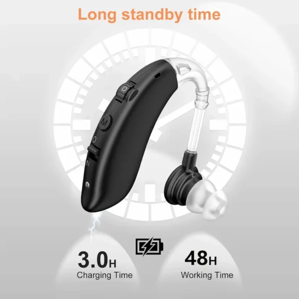 The ZF-M805 hearing aid is black