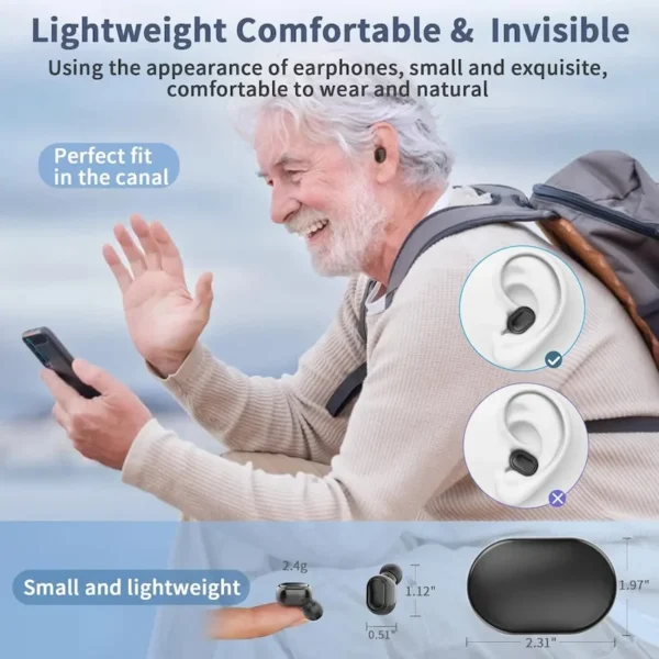 The correct way to wear the F335 hearing aid