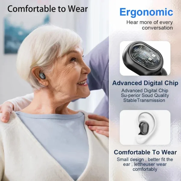 Wearing the F335 hearing aid